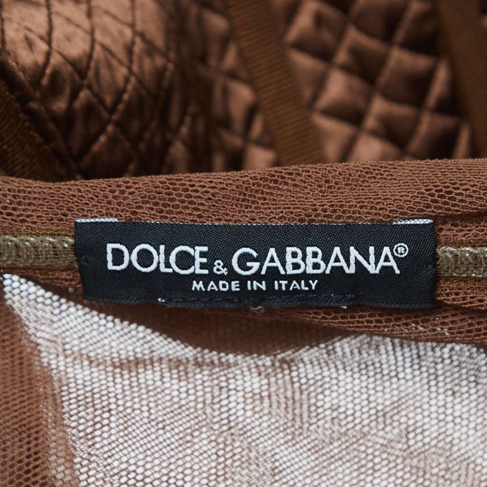 Dolce & Gabbana Brown Tulle Ruched Long Dress L - Picture 4 of 7